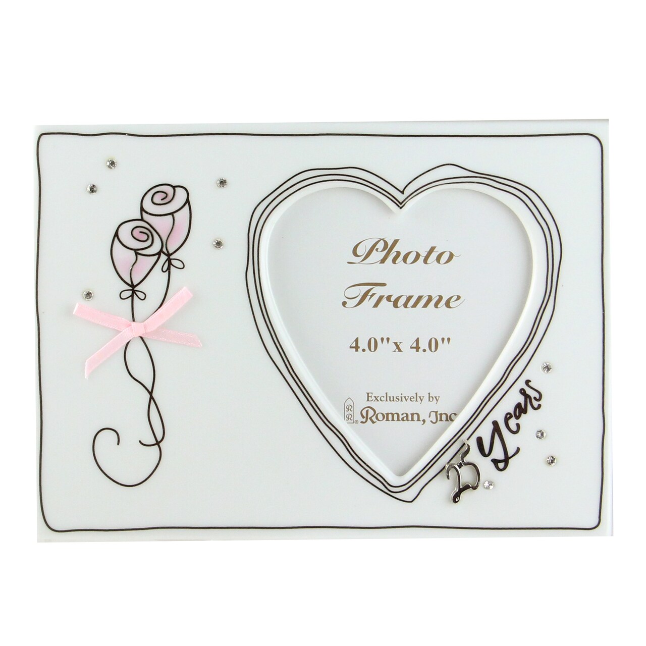 Roman Porcelain "25 Years" Picture Frame - for 4" x 4" Photo - 7.25"